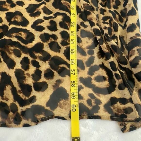 OHS Clothing Women's 2XL Long Sleeve Wrap Front Belted Leopard Maxi Dress Brown - Picture 13 of 14